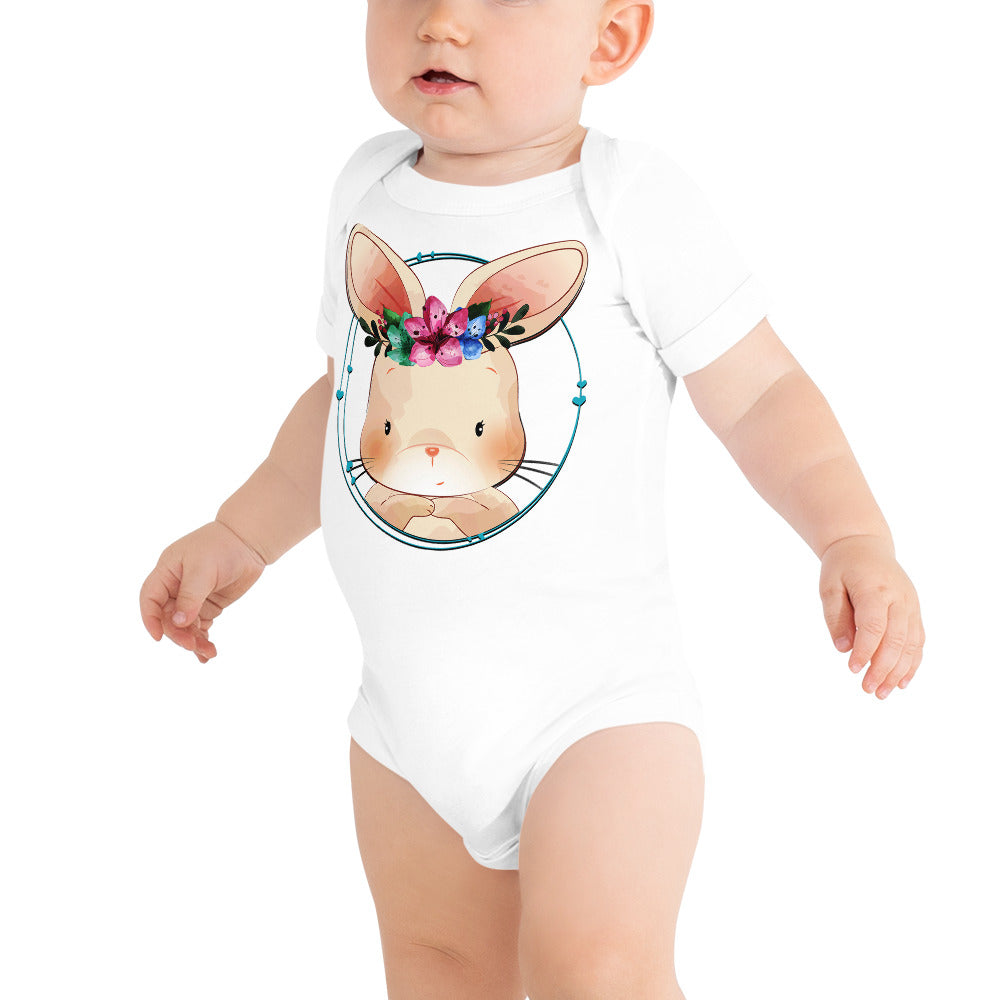 Little Bunny with Floral Bodysuit, No. 0074