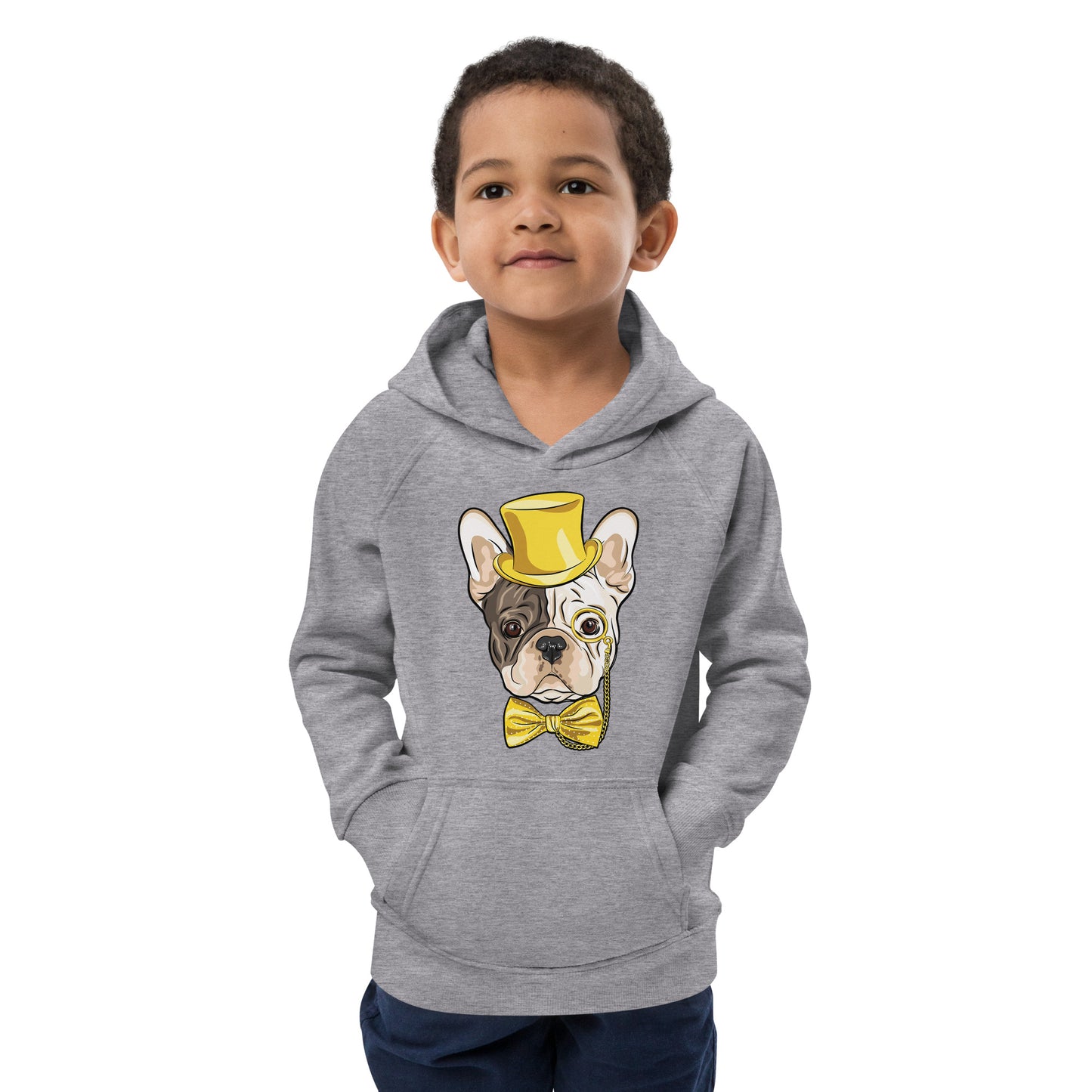 Gentleman French Bulldog Wears Yellow Hat Hoodie, No. 0524