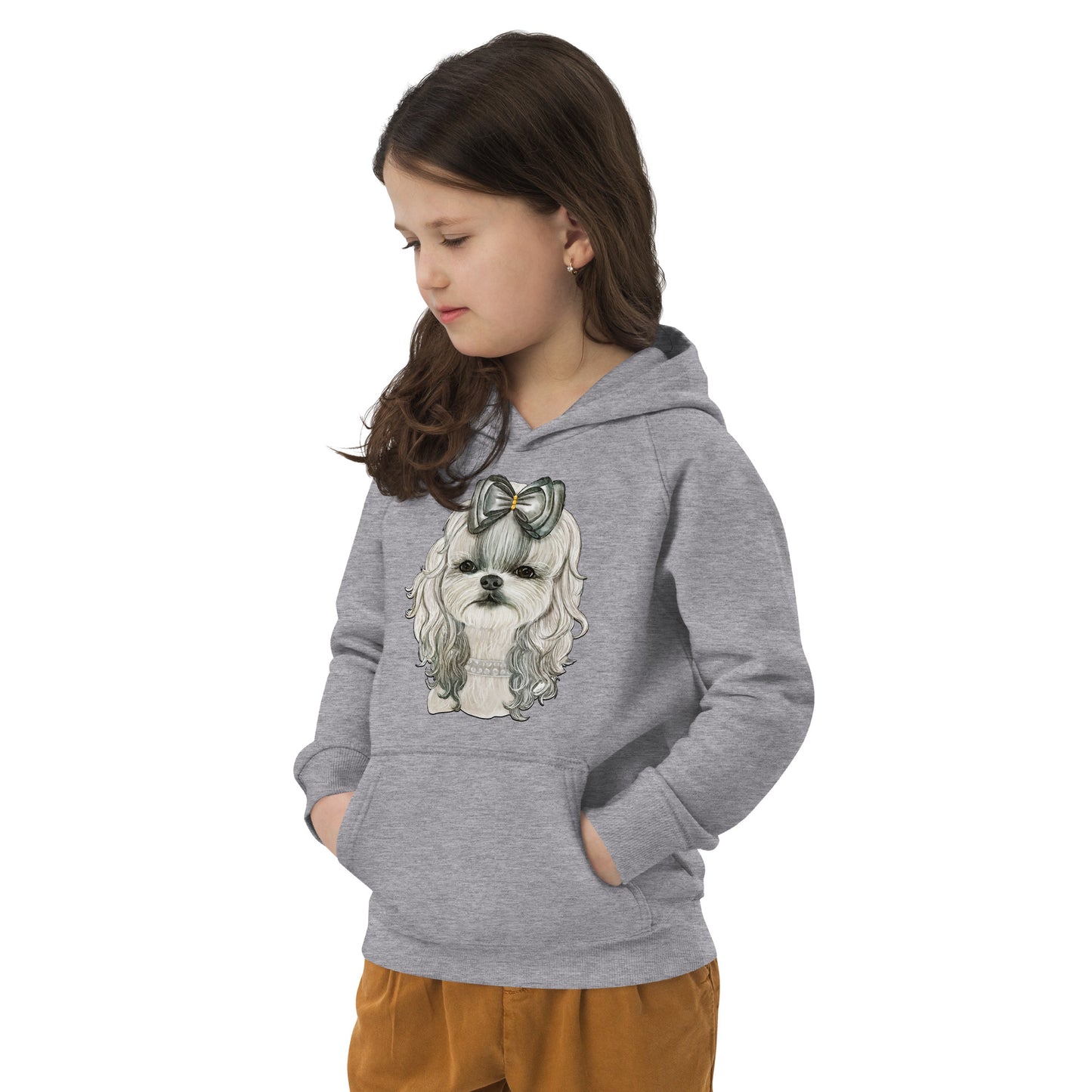 Adorable Dog with White Hair Ribbon Hoodie, No. 0567
