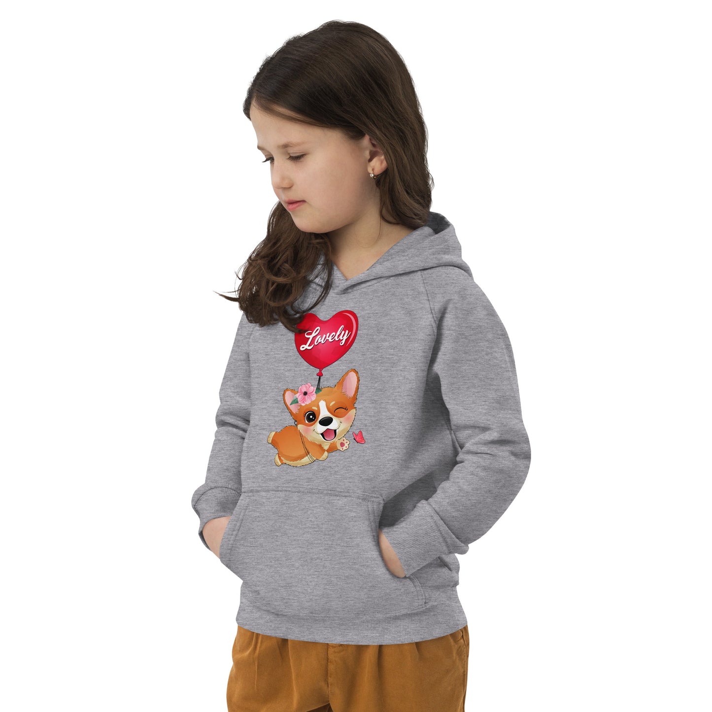 Corgi Dog Flying with Balloon Hoodie, No. 0054