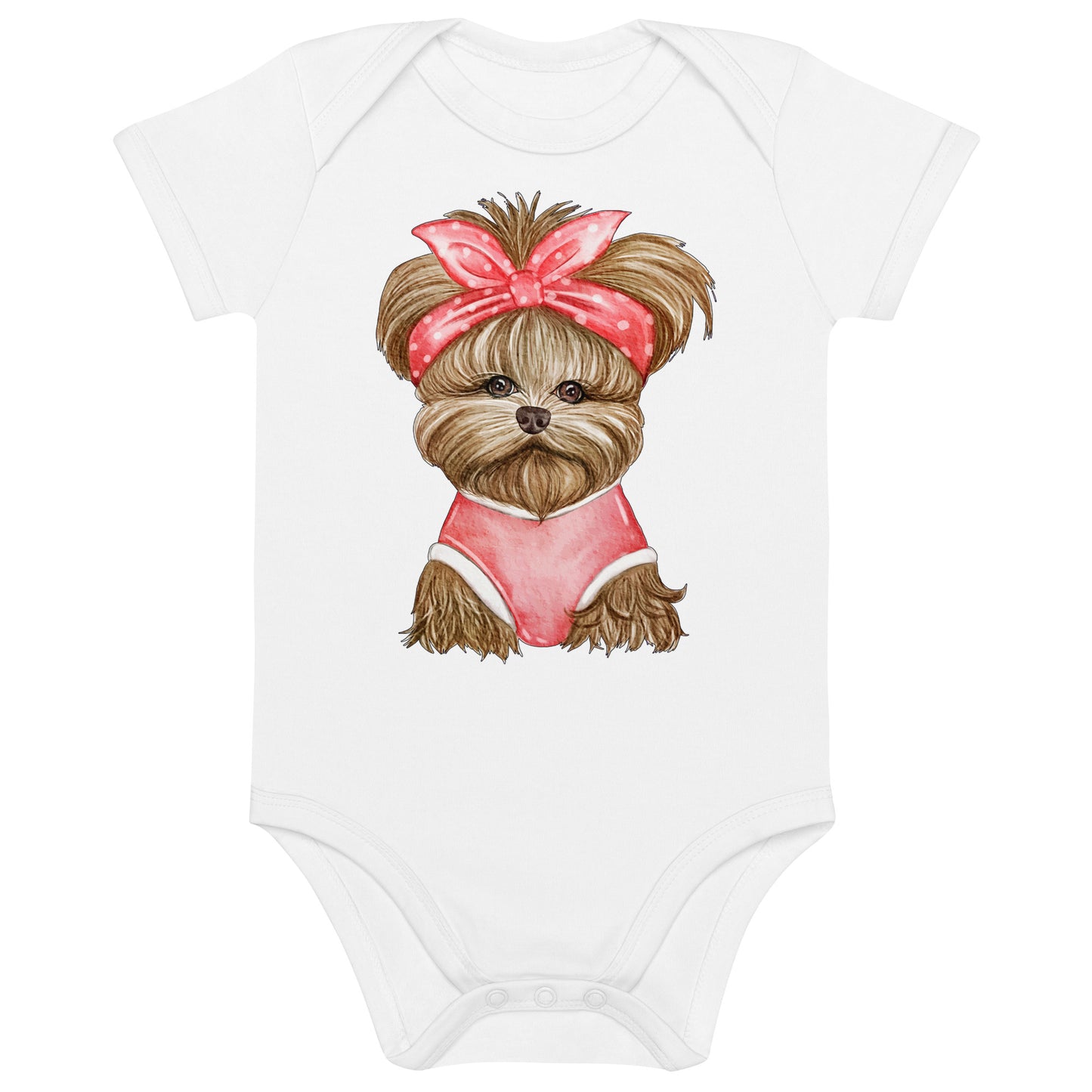 Adorable Dog with Red Ribbon Bodysuit, No. 0566