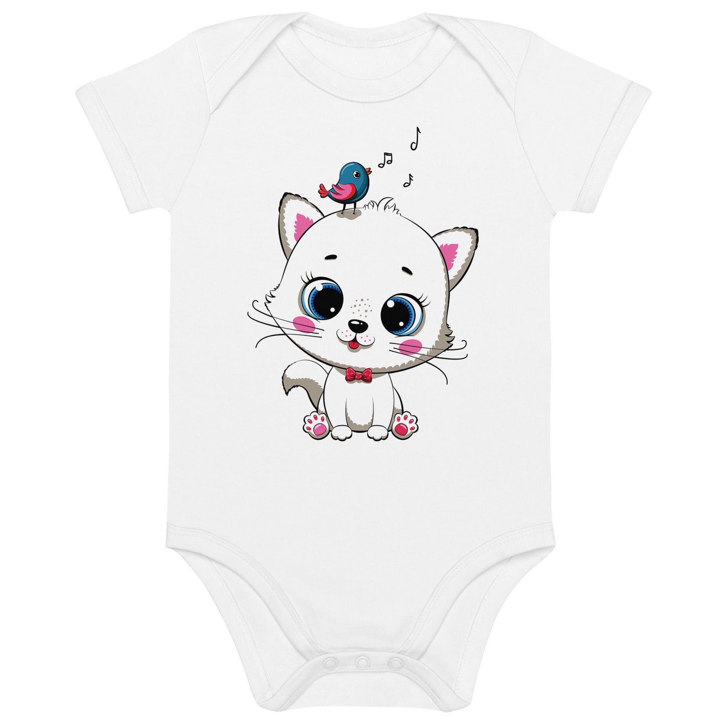 Cute Cat with Singing Bird Bodysuit, No. 0286