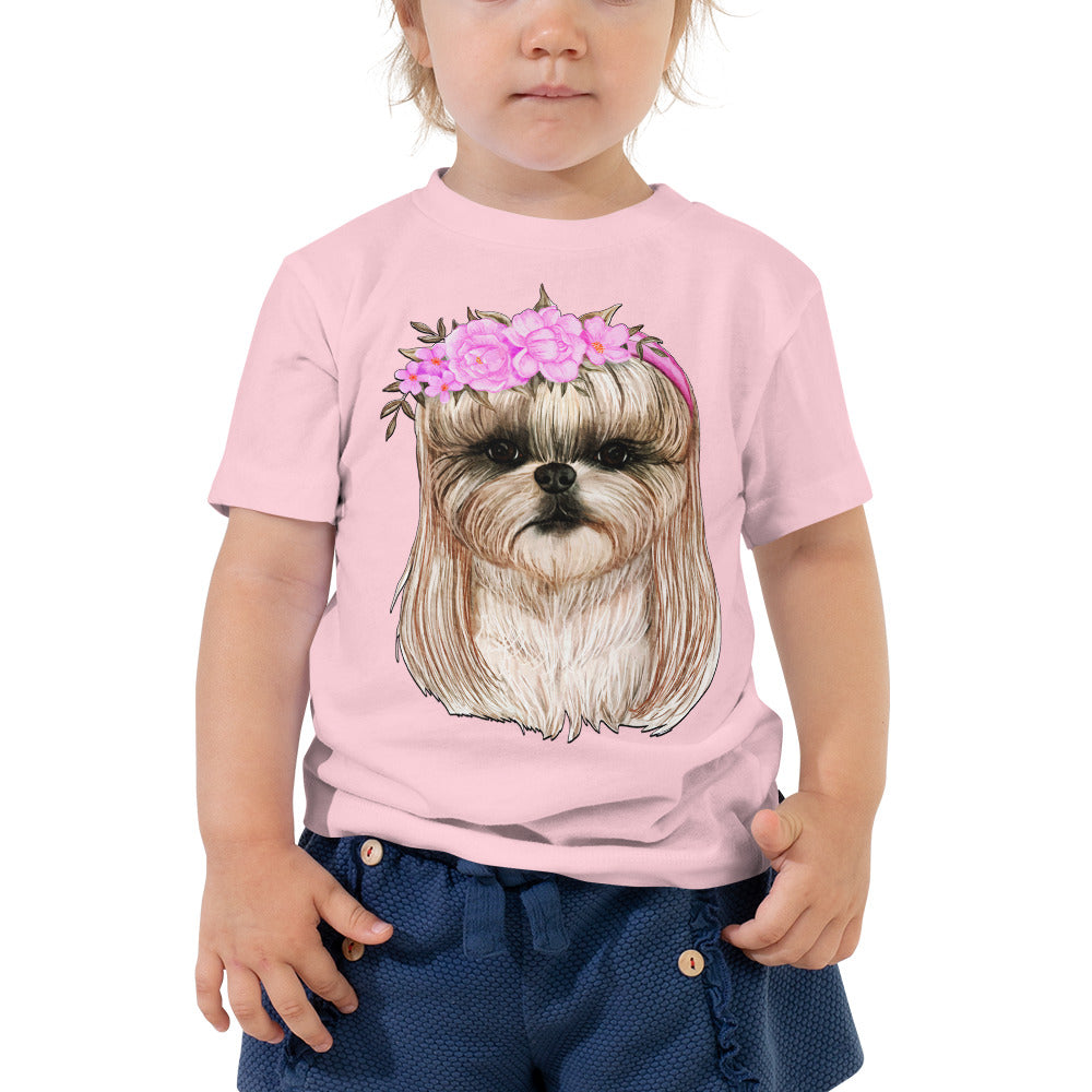 Adorable Dog with Flower Hair Crowns T-shirt, No. 0562