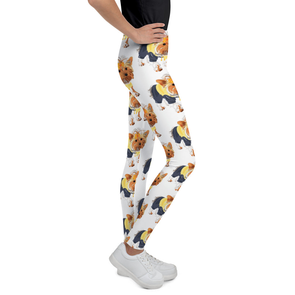 Cute dog wears yellow hair tie, Leggings, No. 0556