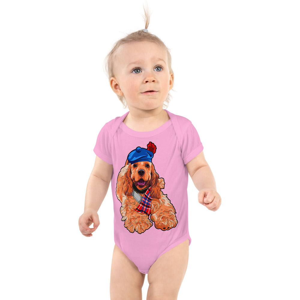 American Cocker Spaniel Dog Wears Blue Hat, Bodysuit, No. 0551