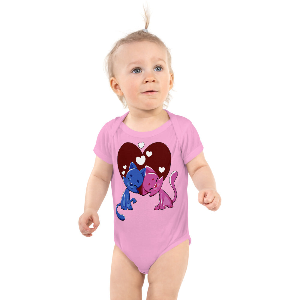 Cute Couple Cats in Love, Bodysuits, No. 0186
