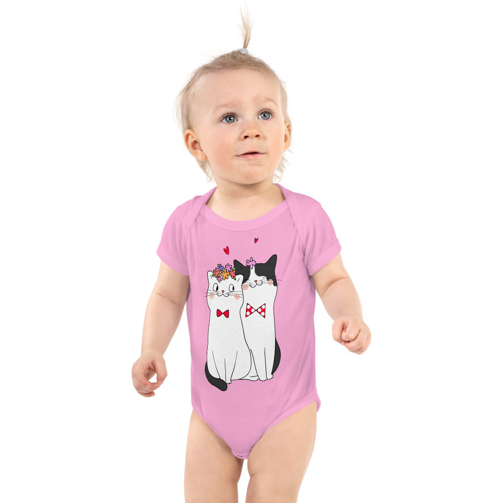 Cute Couple Cats in Love, Bodysuits, No. 0187