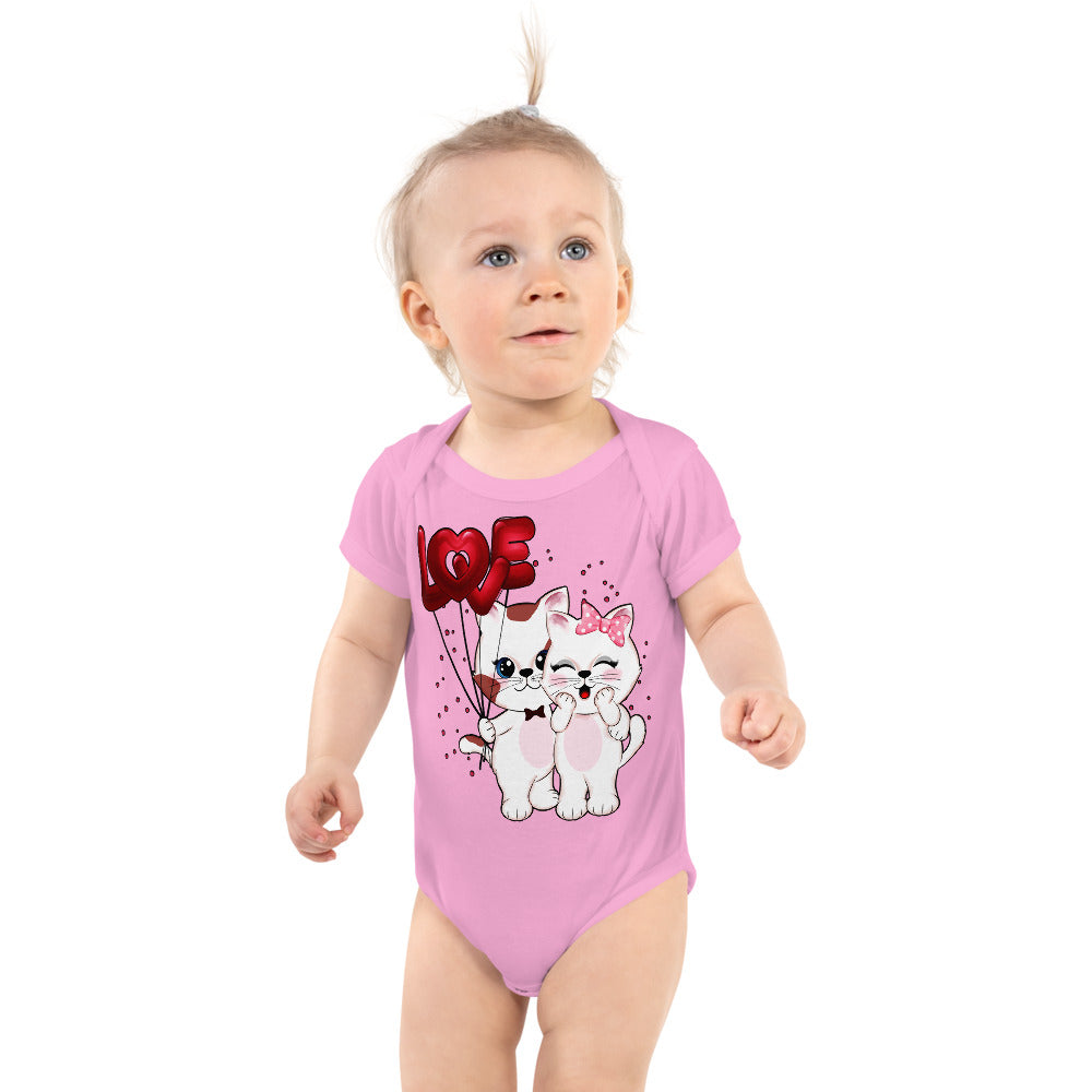 Cute Couple Cats in Love, Bodysuits, No. 0290