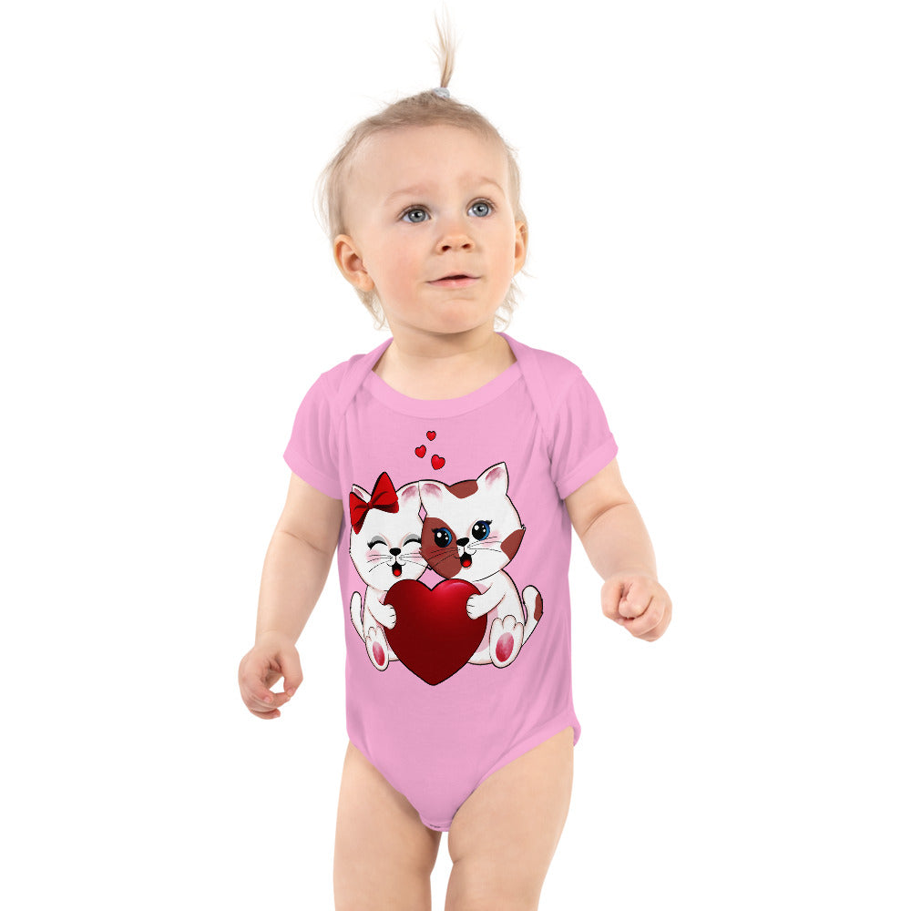 Cute Couple Kitten Cats in Love, Bodysuits, No. 0291