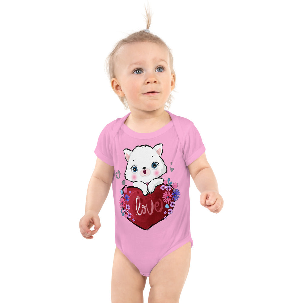 Cute Kitty Cat in Love, Bodysuits, No. 0316
