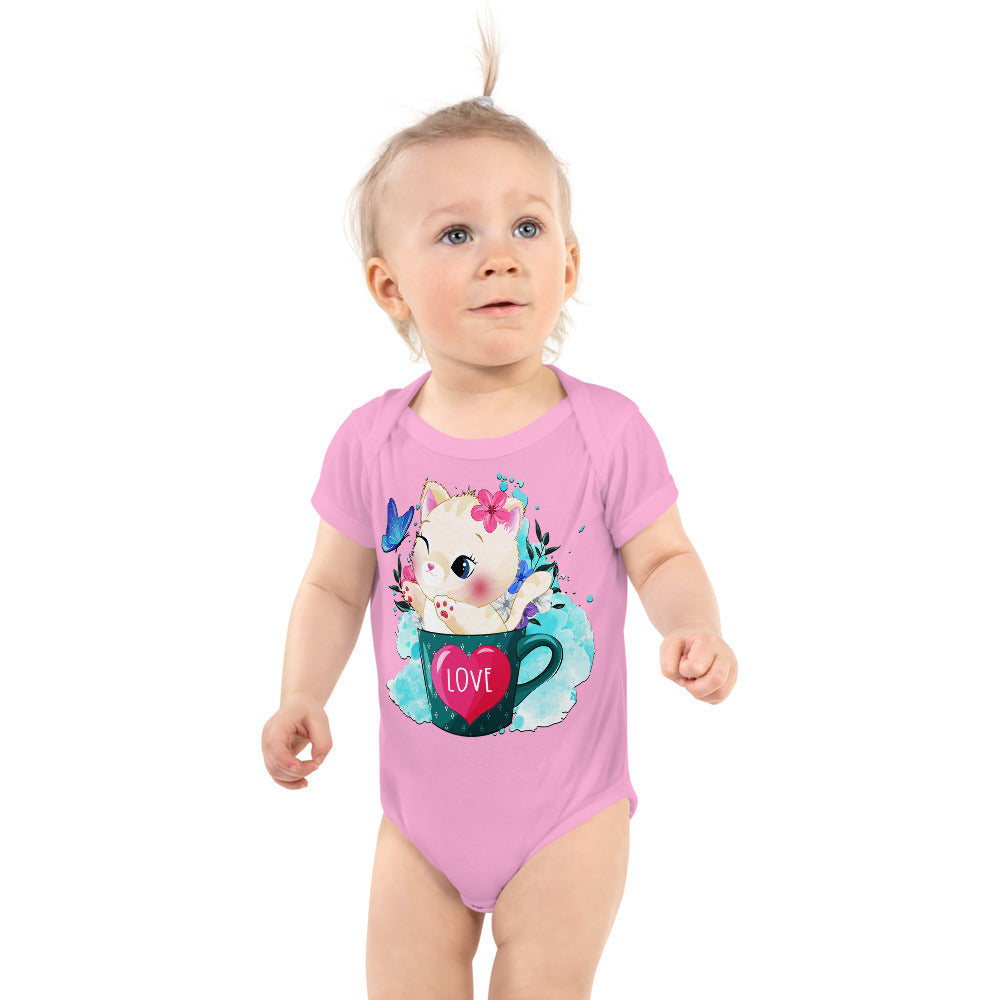 Cute Kitty Cat Inside Cup, Bodysuits, No. 0317