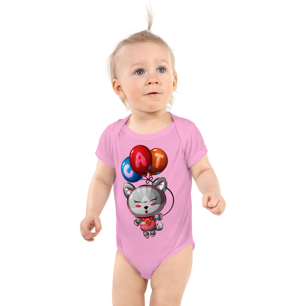Cute Kitty Cat with Balloon, Bodysuits, No. 0327
