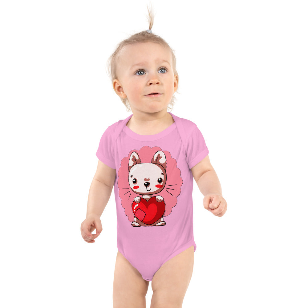 Cute Kitty Cat with Heart, Bodysuits, No. 0330