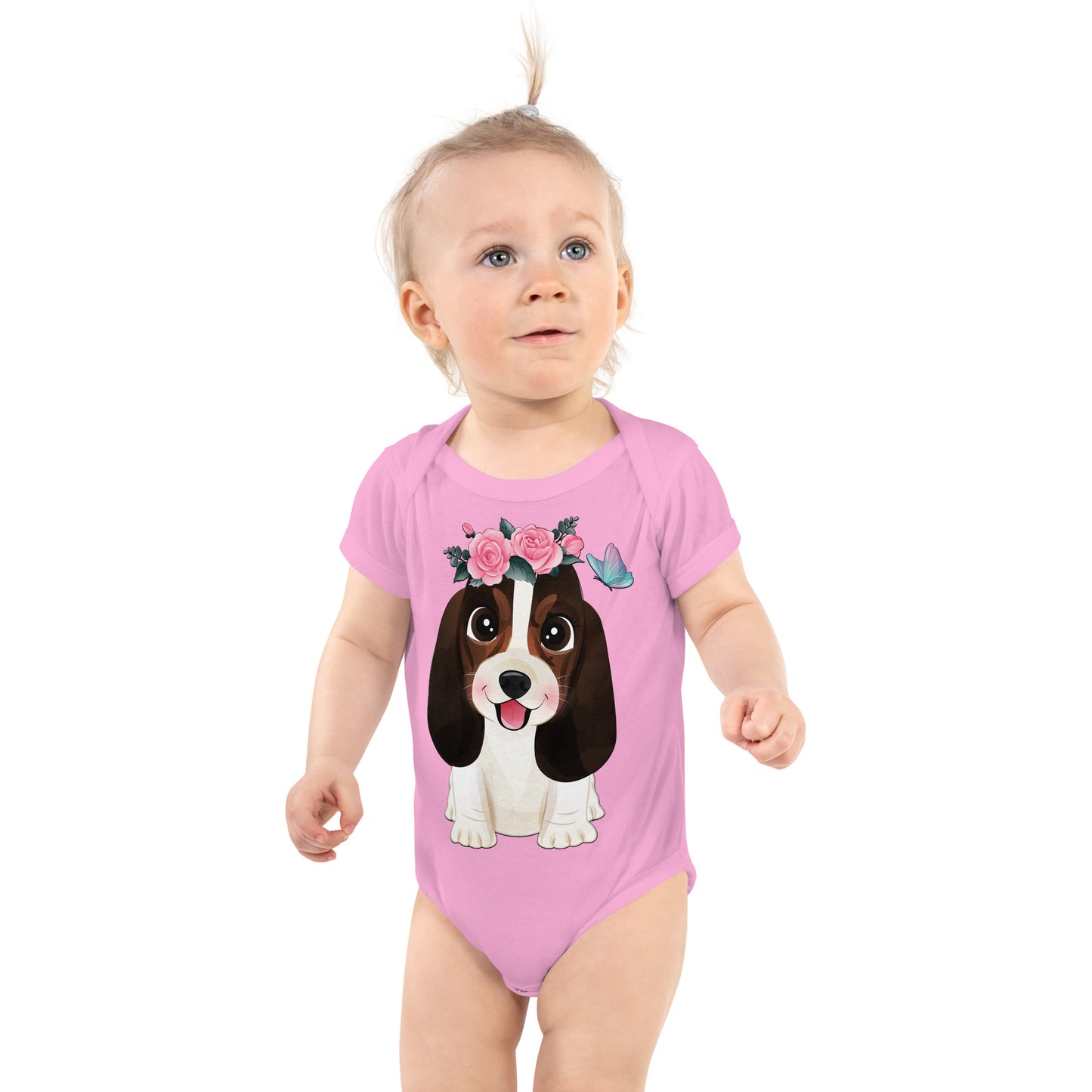 Cute Little Basset Hound Dog Bodysuit, No. 0351