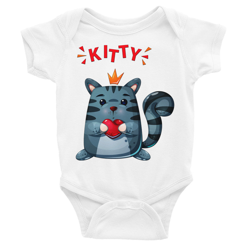 Cute Kitty Cat with Red Heart Bodysuit, No. 0332