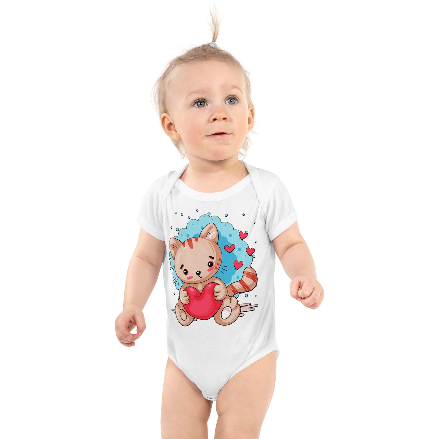 Cute Kitty Cat with Red Heart Bodysuit, No. 0333