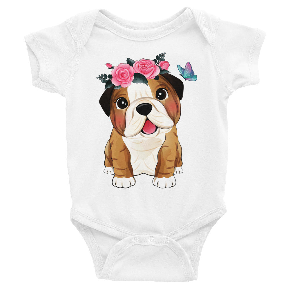 Cute Little Bulldog Dog Bodysuit, No. 0352