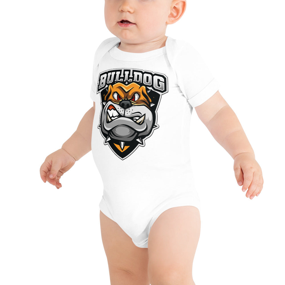 Bulldog Dog Portrait Illustration Bodysuit, No. 0109