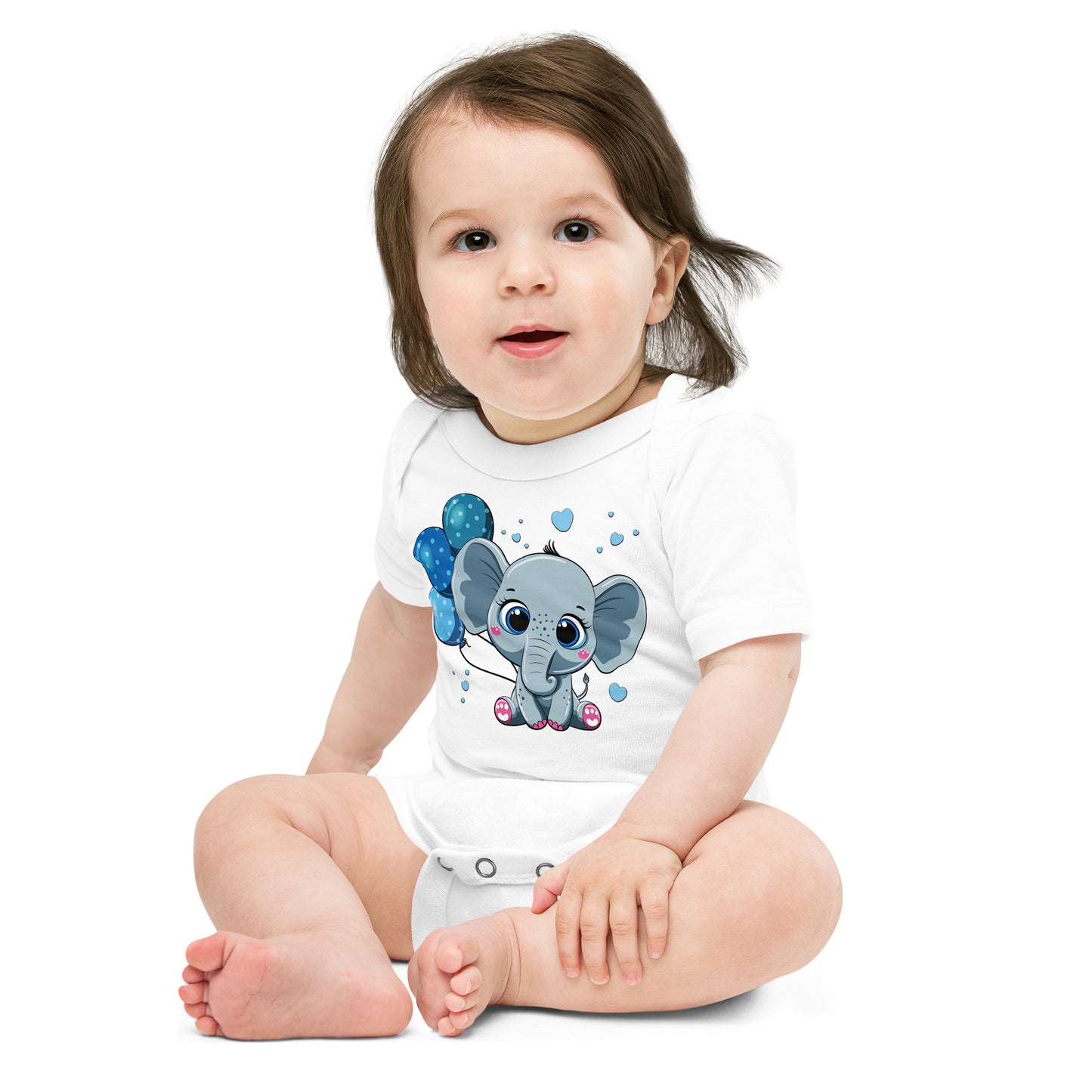Cute Baby Elephant with Balloon Bodysuit, No. 0086