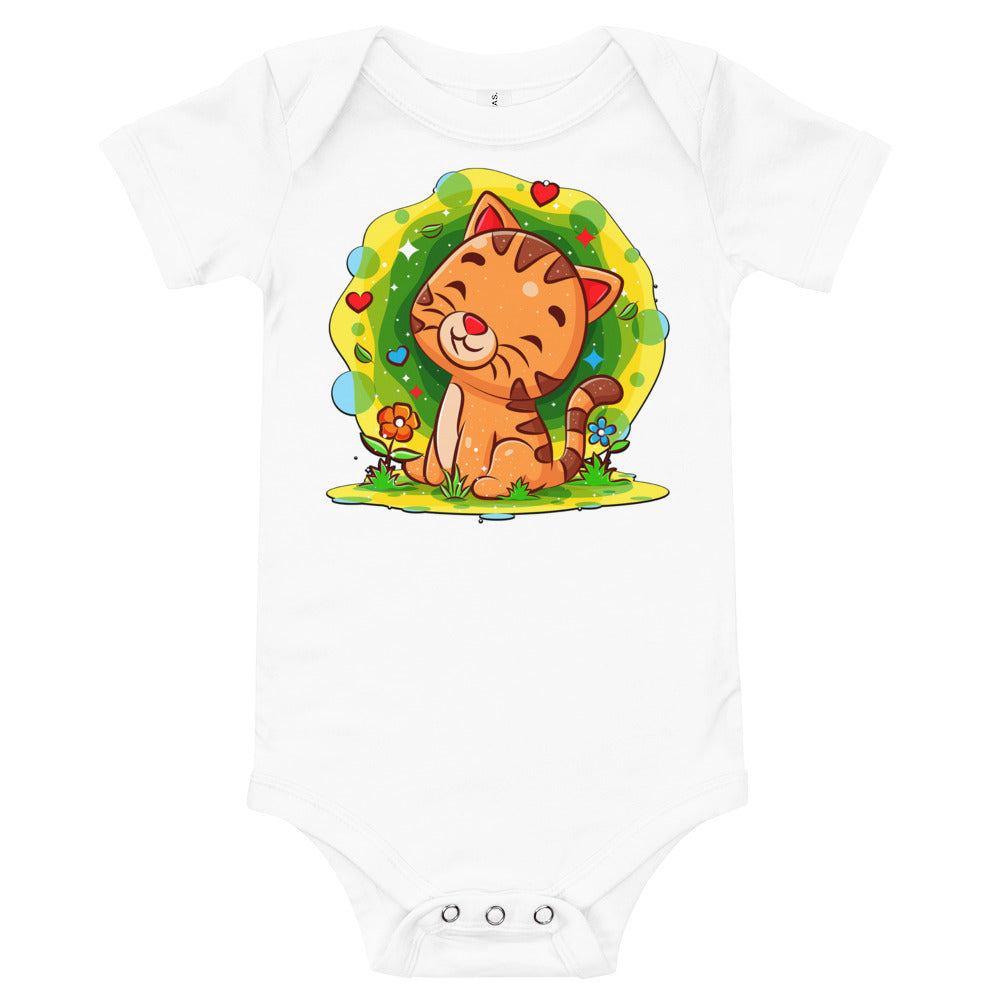 Happy Baby Cat in the Garden Bodysuit, No. 0529