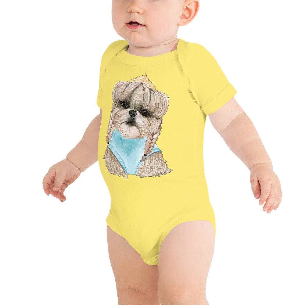 Adorable Dog with Hair Braids Crowns, Bodysuit, No. 0563