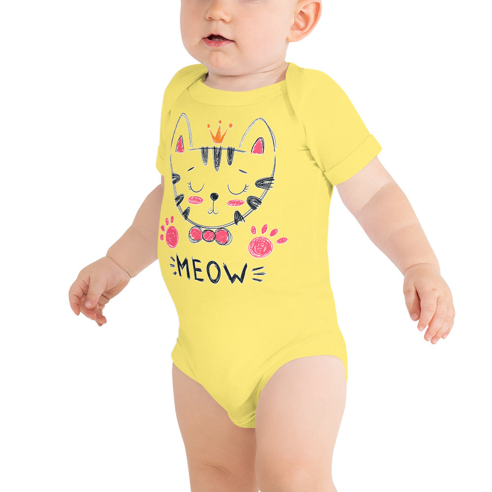 Cute Cat Face Drawing, Bodysuits, No. 0153
