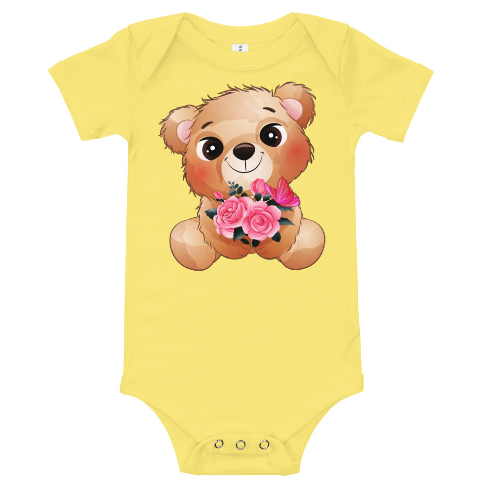 Little Bear with Flowers, Bodysuits, No. 0028
