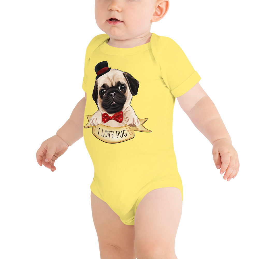 I Love Pug Dog, Bodysuits, No. 0459