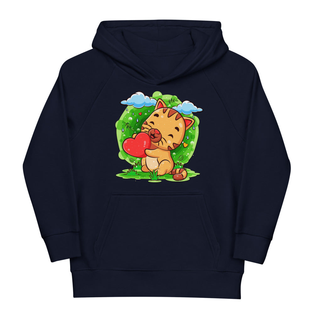 Happy Baby Cat Holding Heart, Hoodies, No. 0528