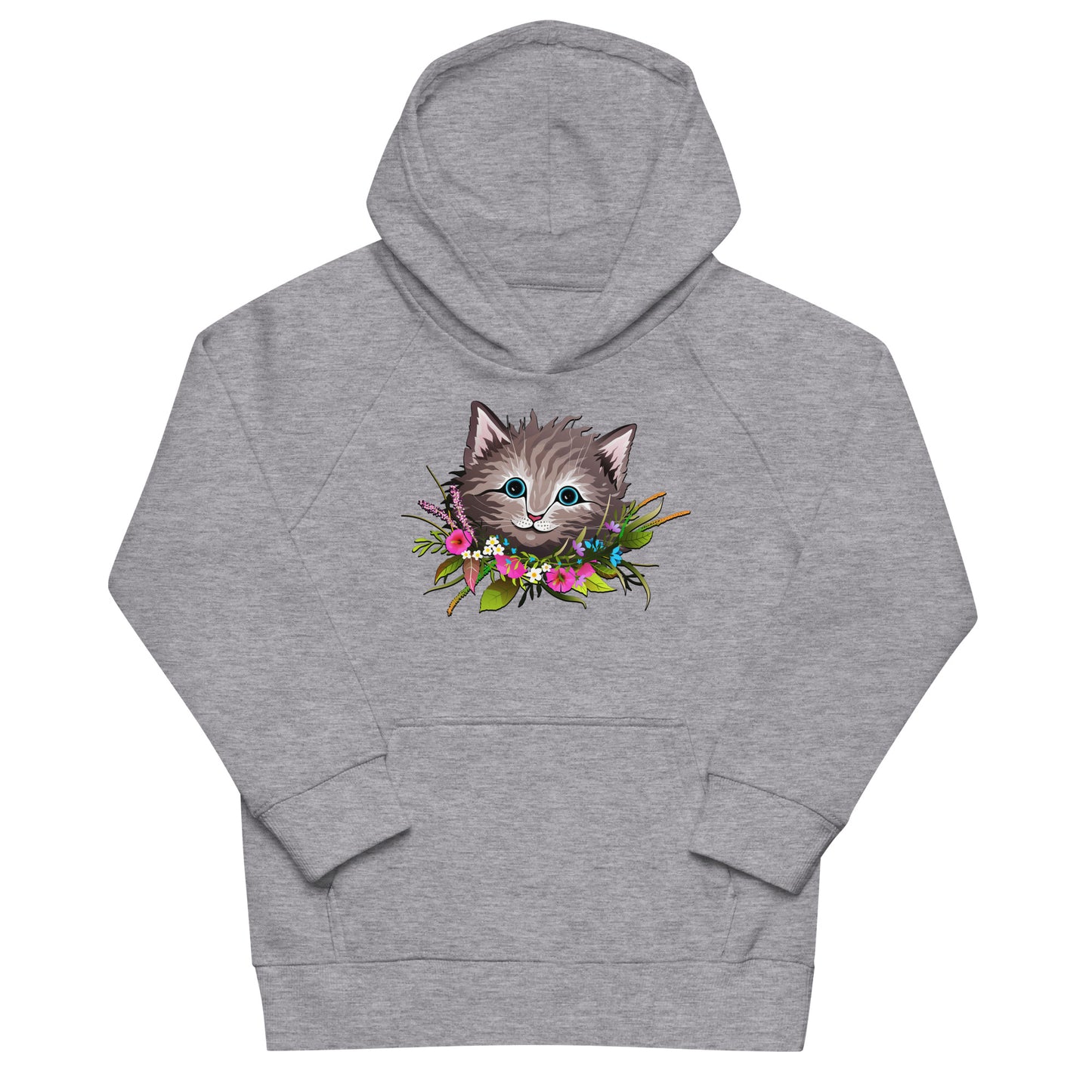 Cute Cat Face with Flowers Wreath Around the Neck Hoodie, No. 0155