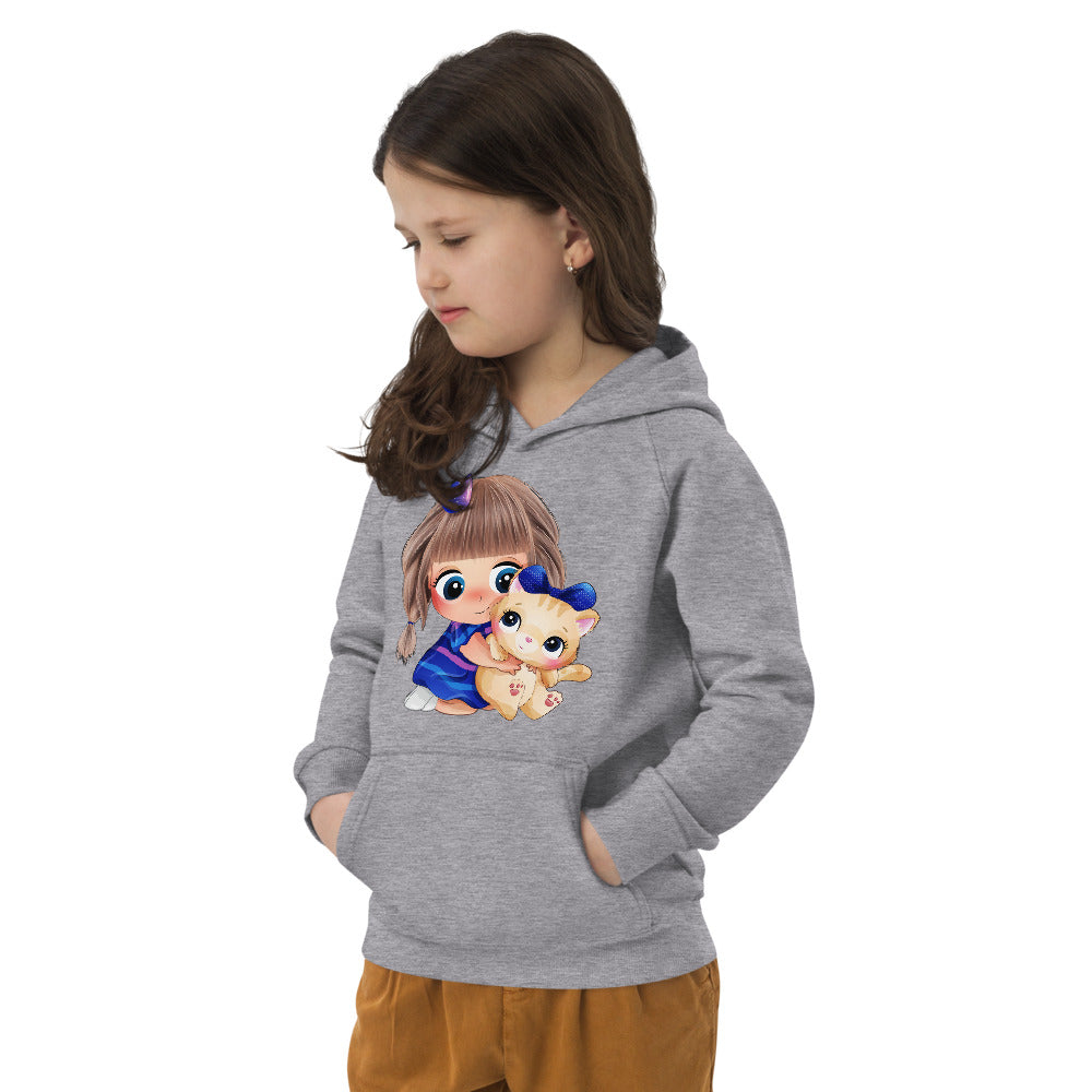 Little Girl Hugging Cute Cat, Hoodies, No. 0049