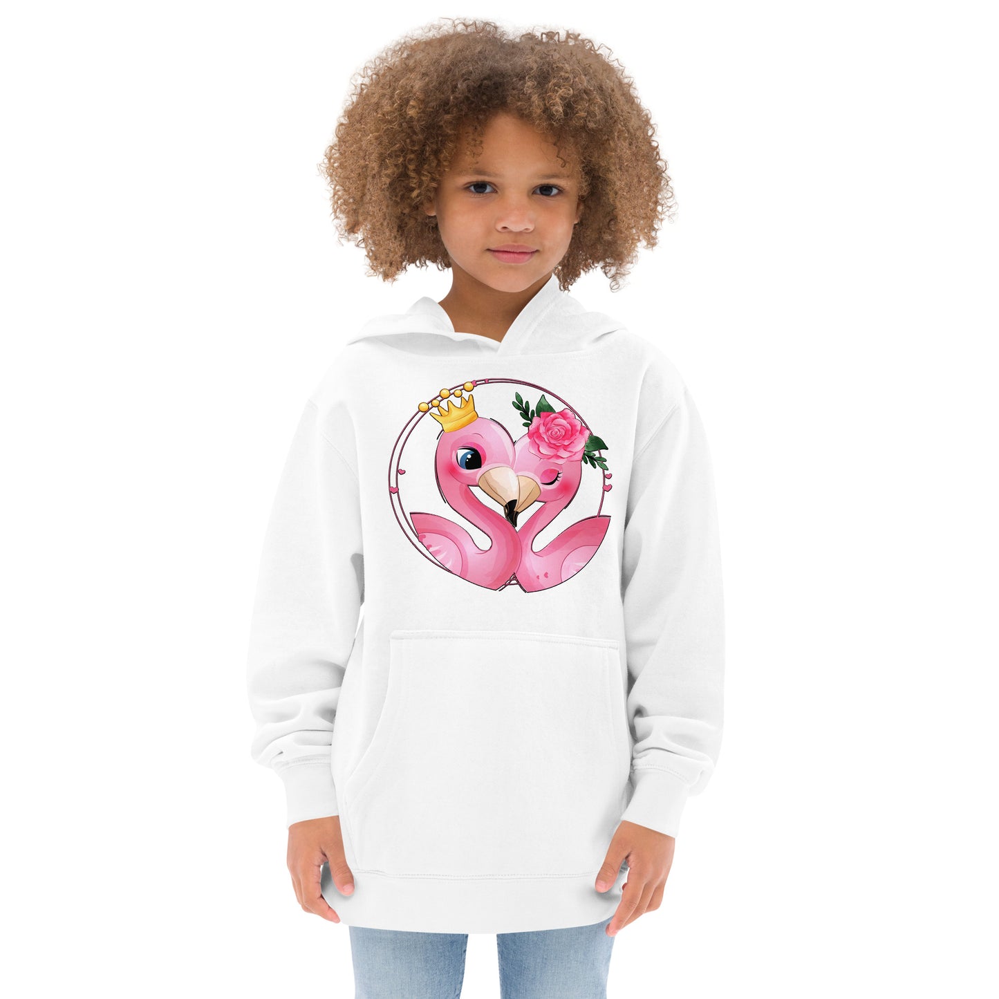 Cute Flamingos with Roses Hoodie, No. 0077