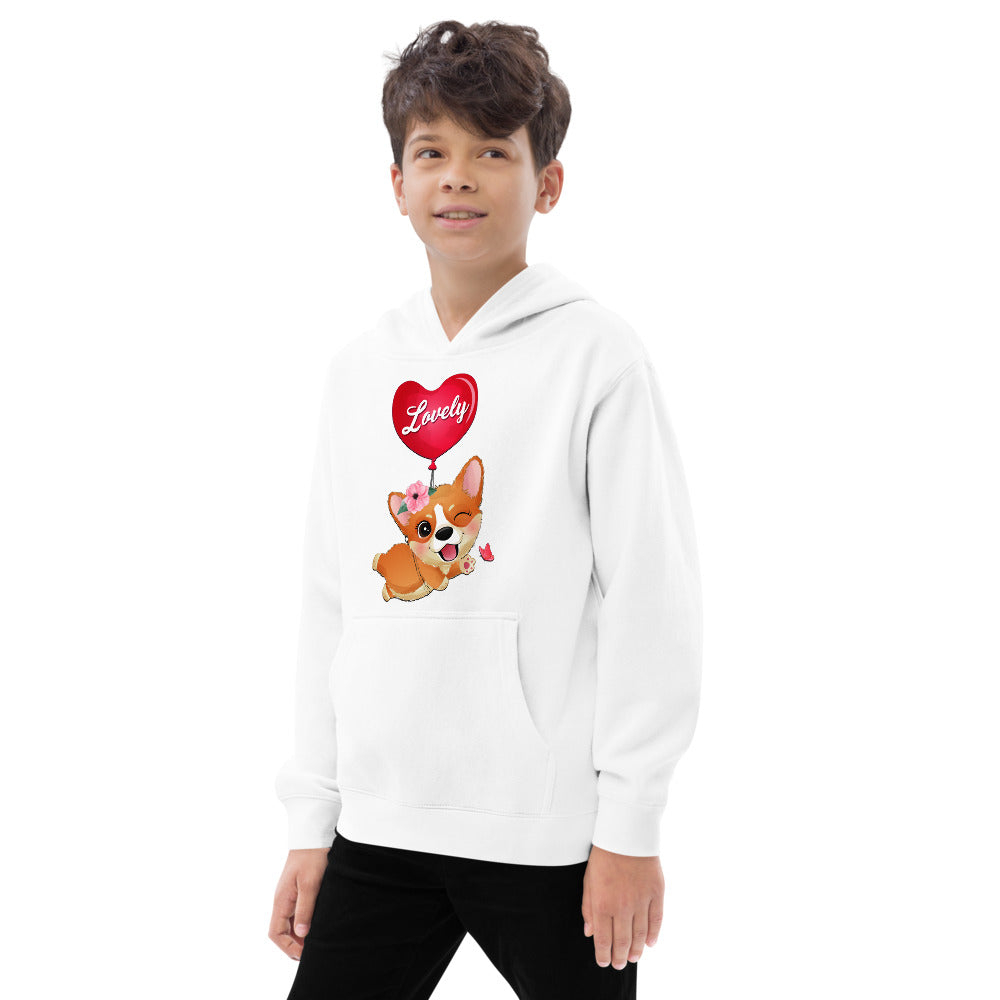 Corgi Dog Flying with Balloon, Hoodies, No. 0054