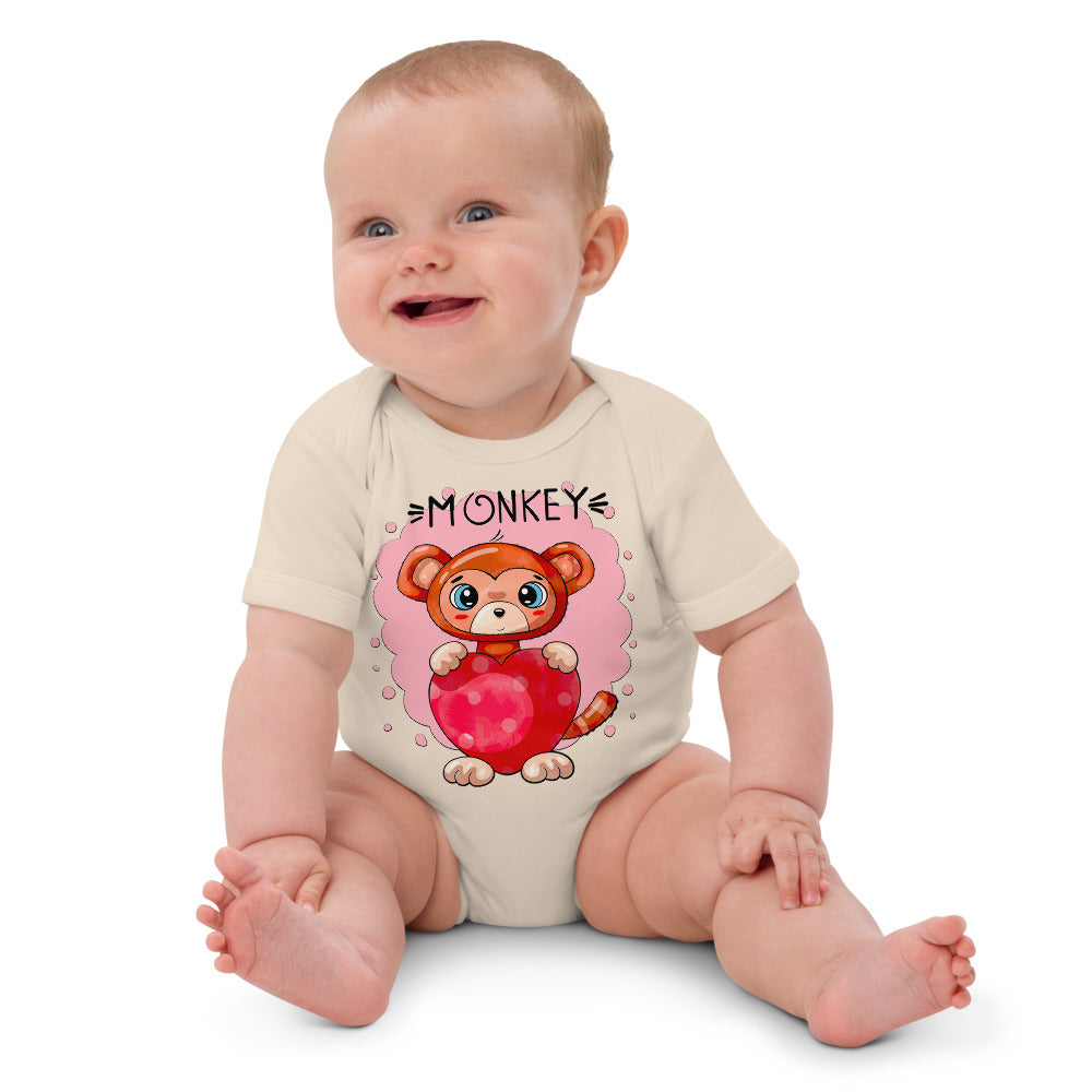 Funny Monkey with Heart, Bodysuits, No. 0433