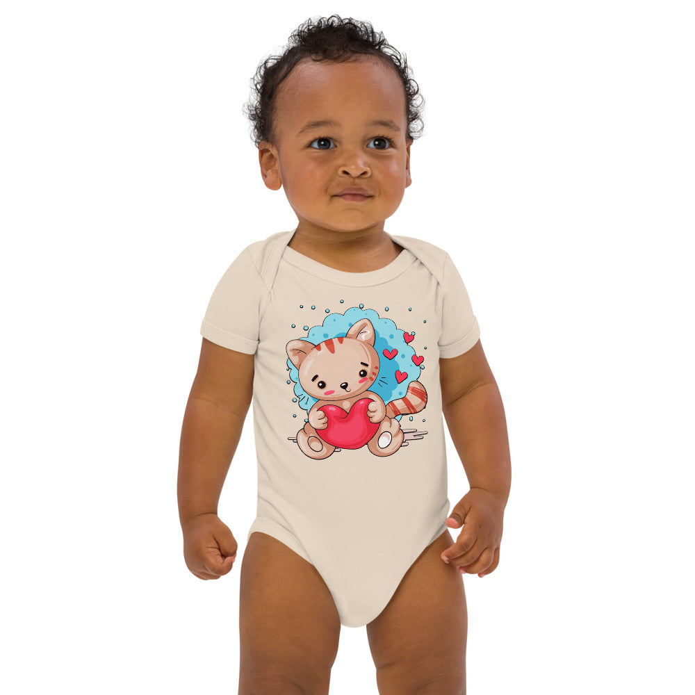 Cute Kitty Cat with Red Heart, Bodysuits, No. 0333