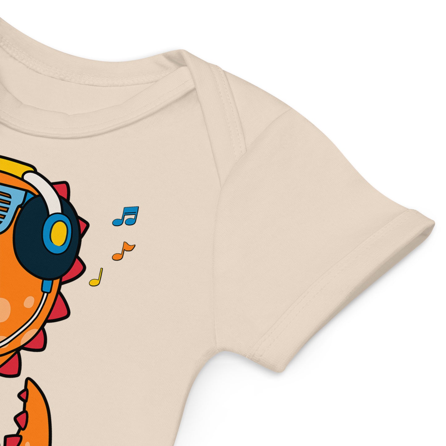 Cool Dinosaur Listening Music Bodysuit, No. 0099