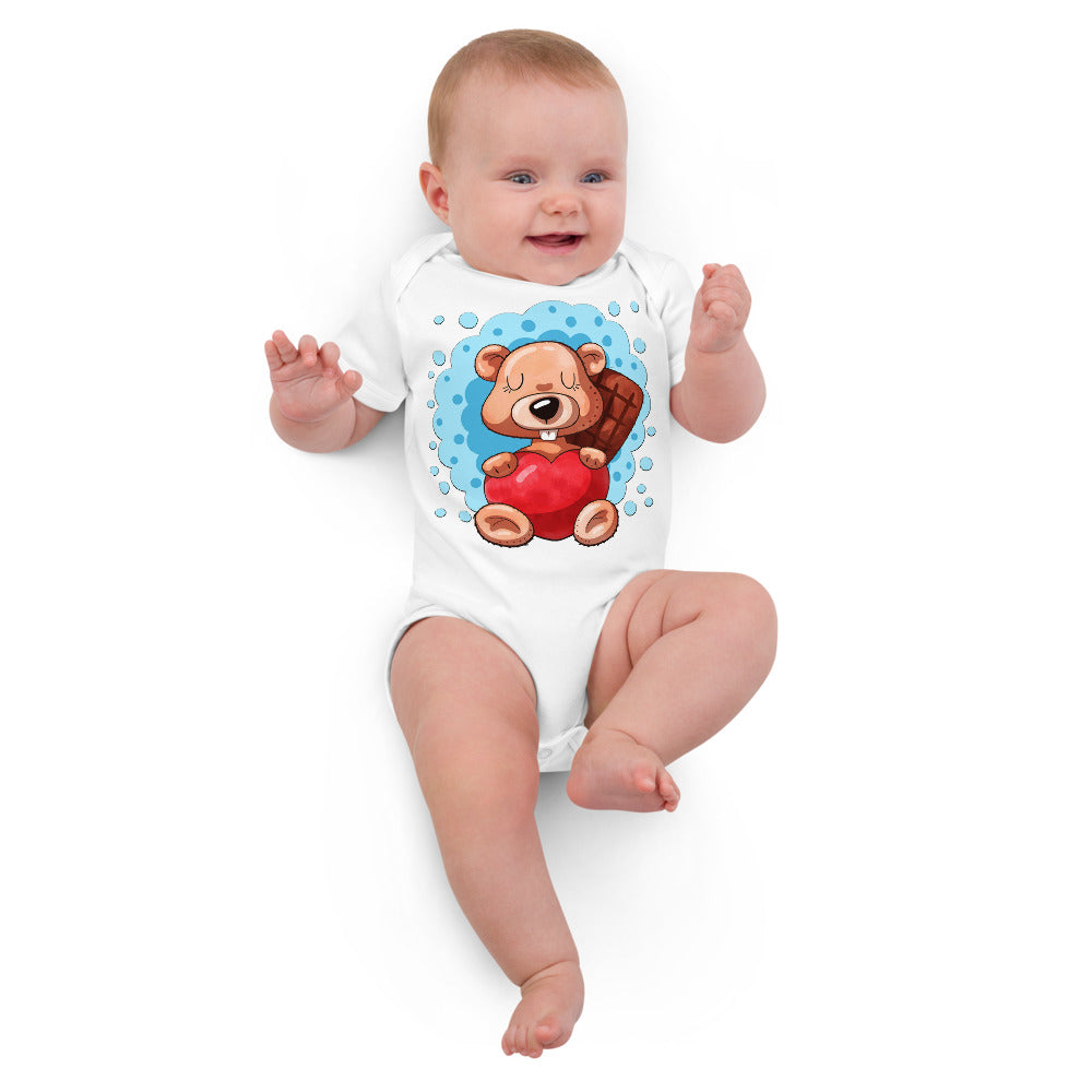 Funny Beaver with Heart, Bodysuits, No. 0397