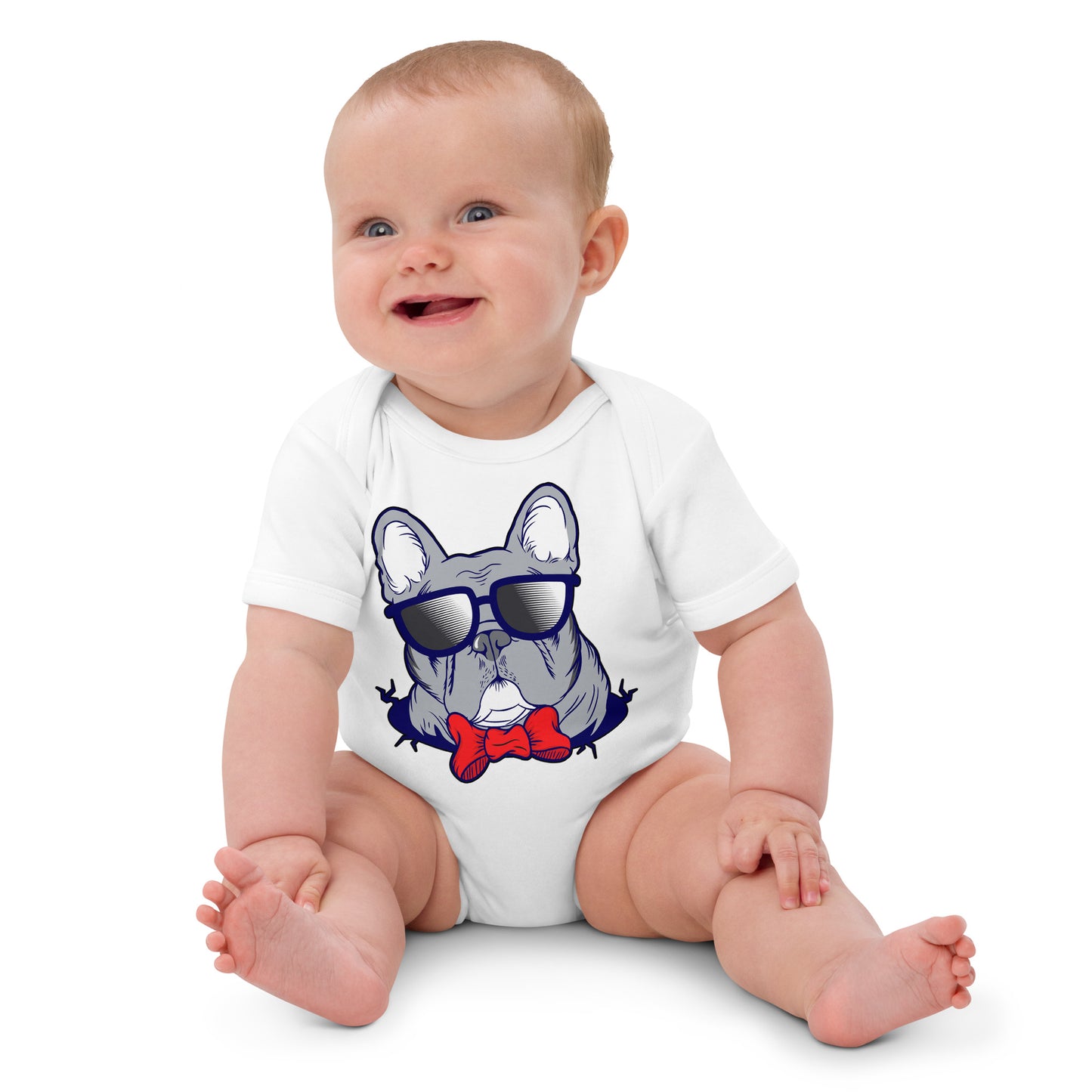 Cool French Bulldog Dog with Glasses Bodysuit, No. 0579