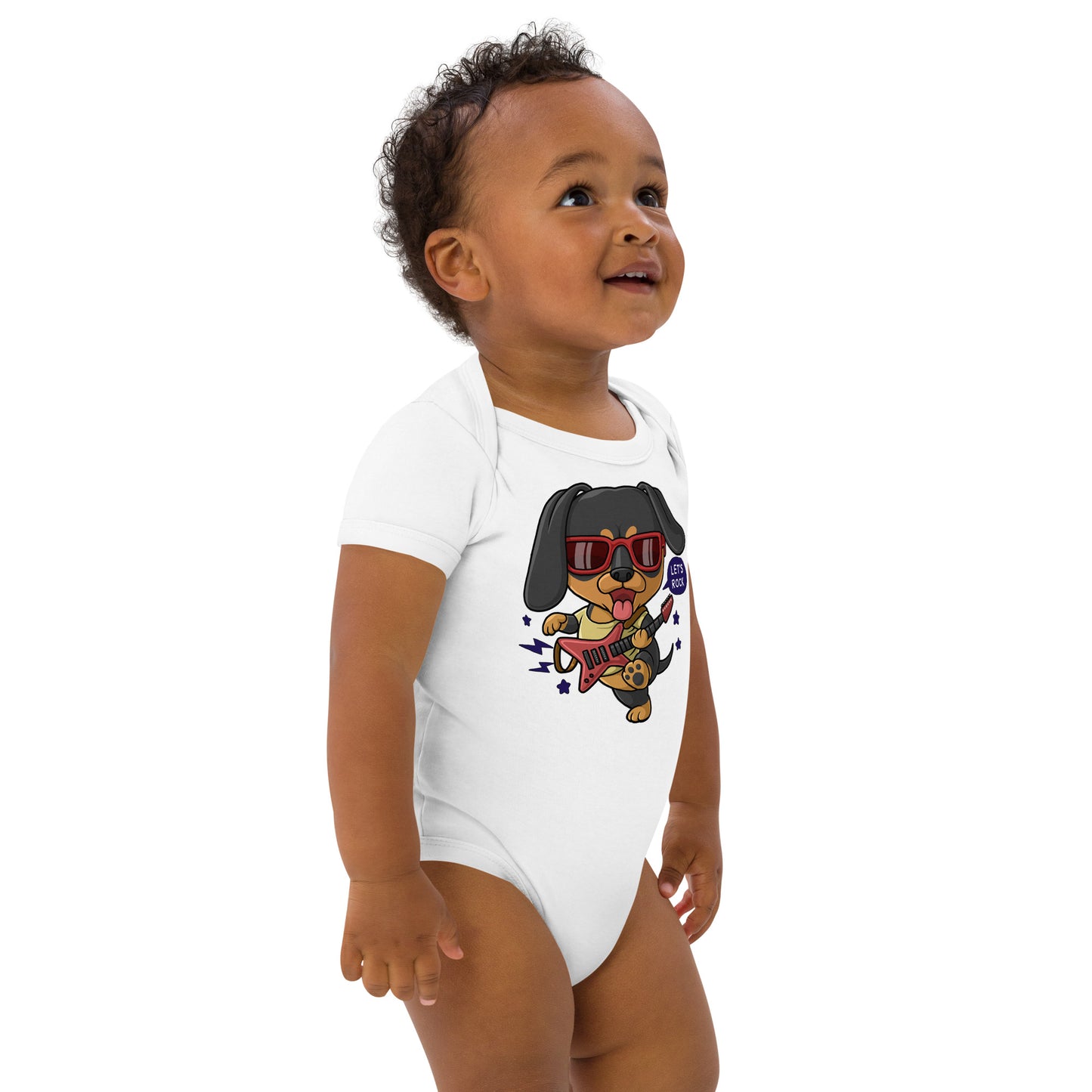 Cool Dachshund Dog Playing Guitar Bodysuit, No. 0256