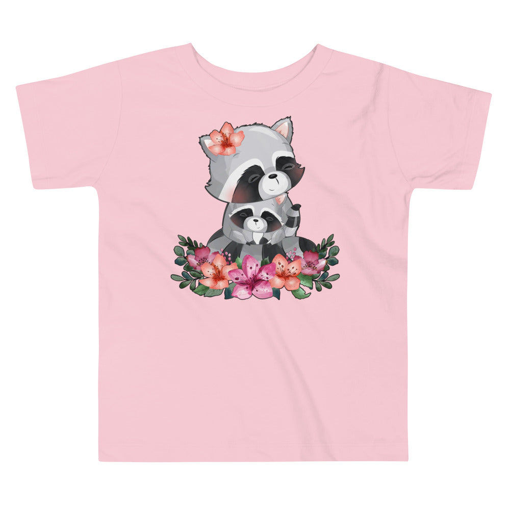 Cute Mom and Baby Raccoon, T-shirts, No. 0068