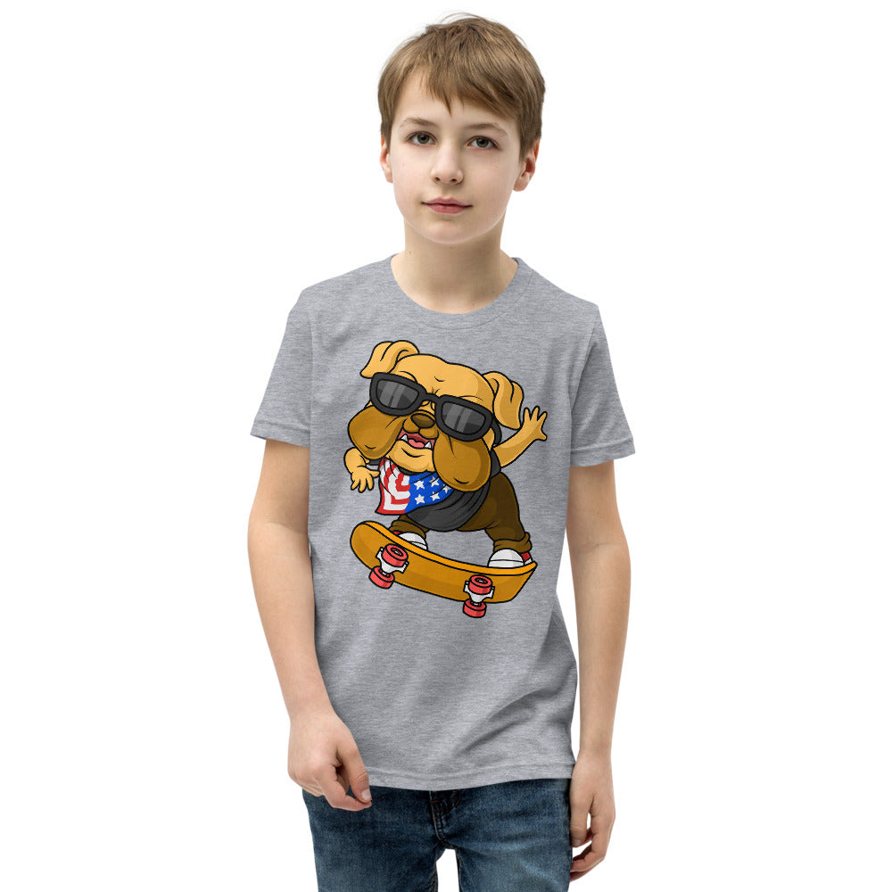 Funny Bulldog Dog Playing Skateboard, T-shirts, No. 0249