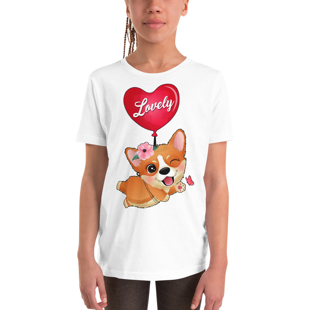 Corgi Dog Flying with Balloon T-shirt, No. 0054