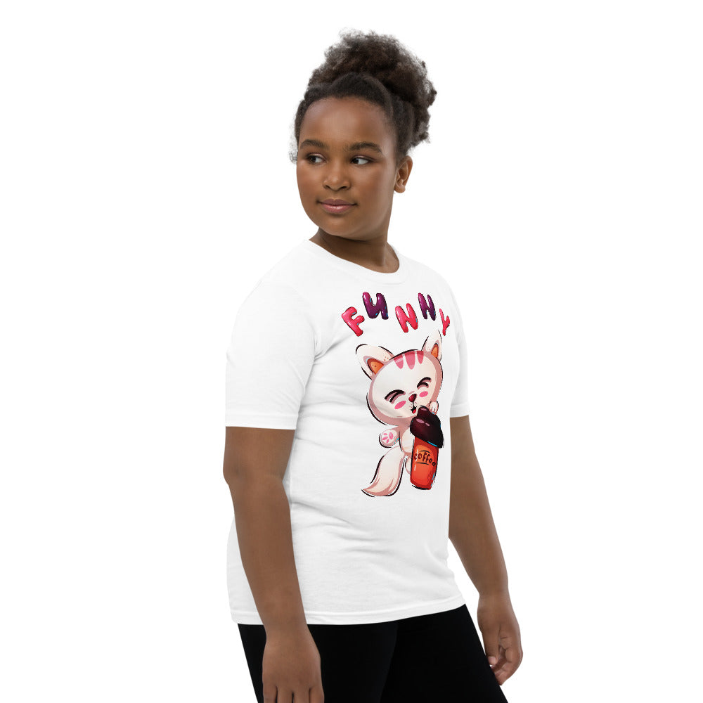 Funny Kitty Cat Drinking Coffee, T-shirts, No. 0421