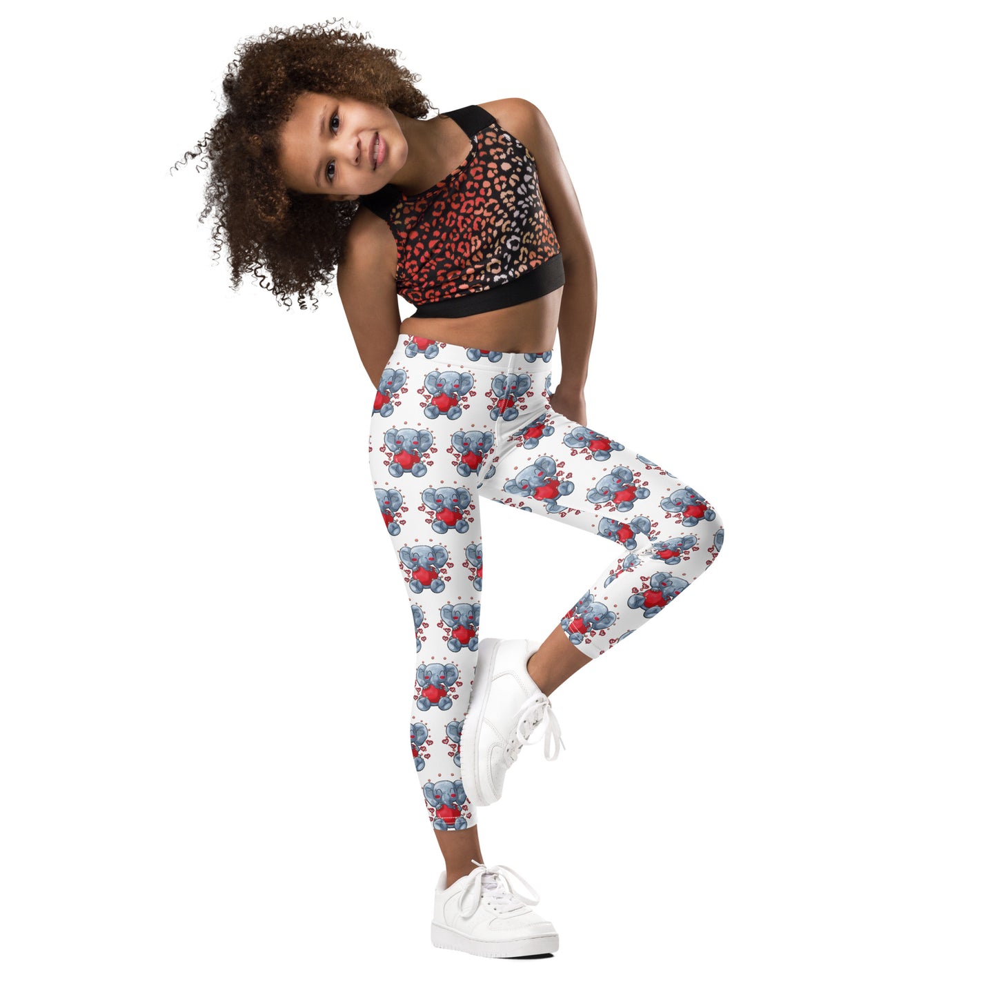 Funny Elephant with Heart Leggings, No. 0415