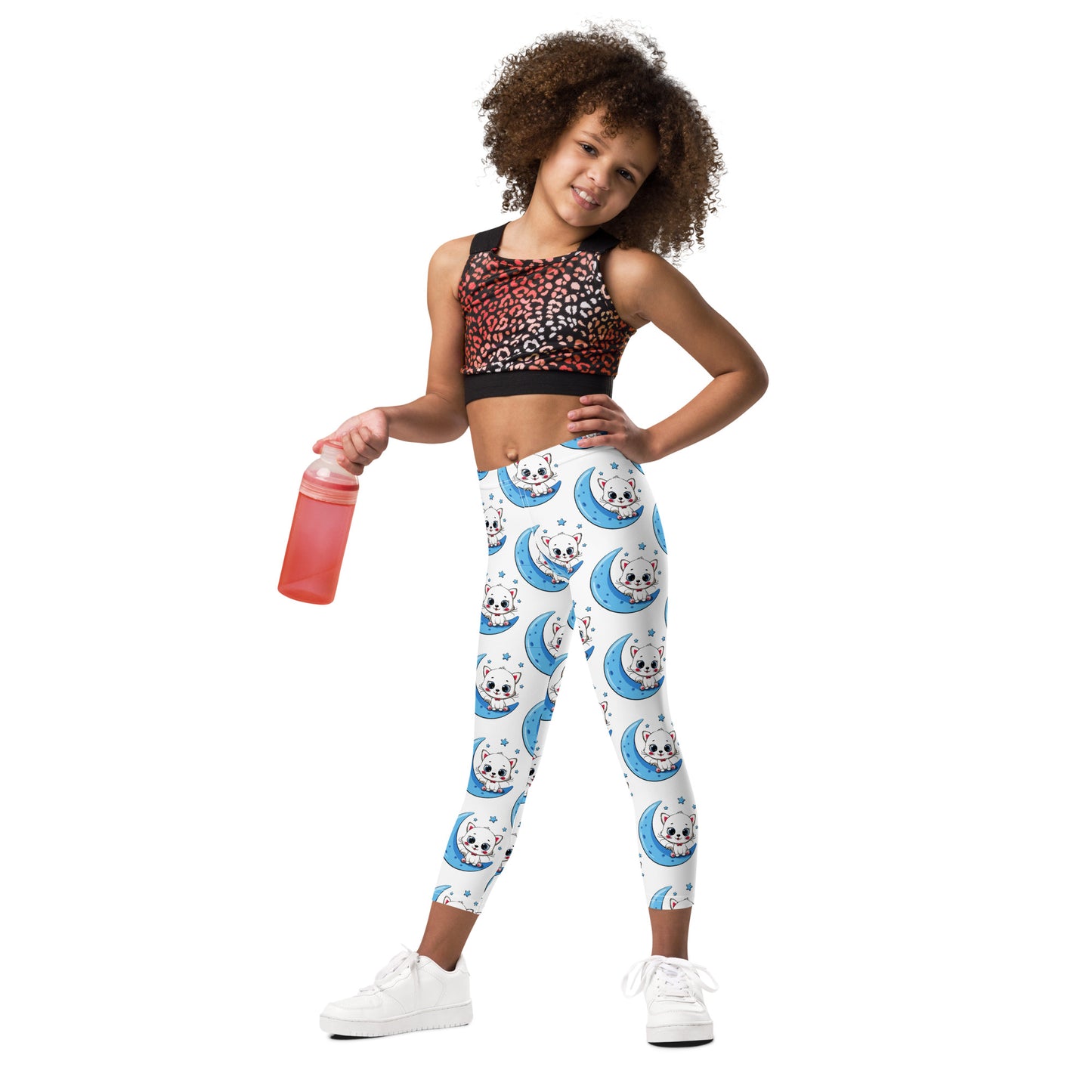 Cute Baby Cat Sitting on the Moon Leggings, No. 0270
