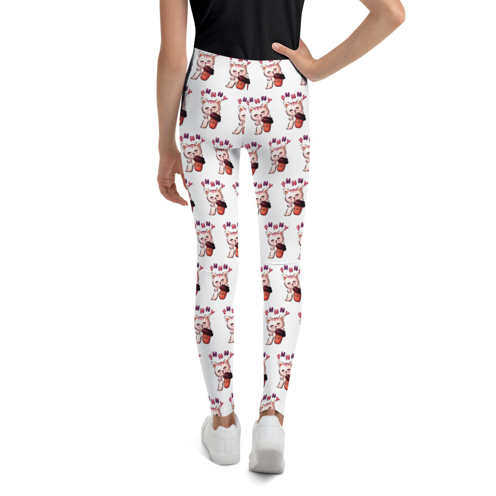Funny Kitty Cat Drinking Coffee Leggings, No. 0421