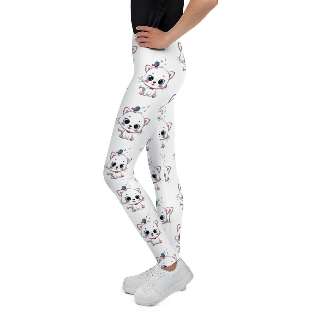 Cute Cat with Singing Bird Leggings, No. 0286