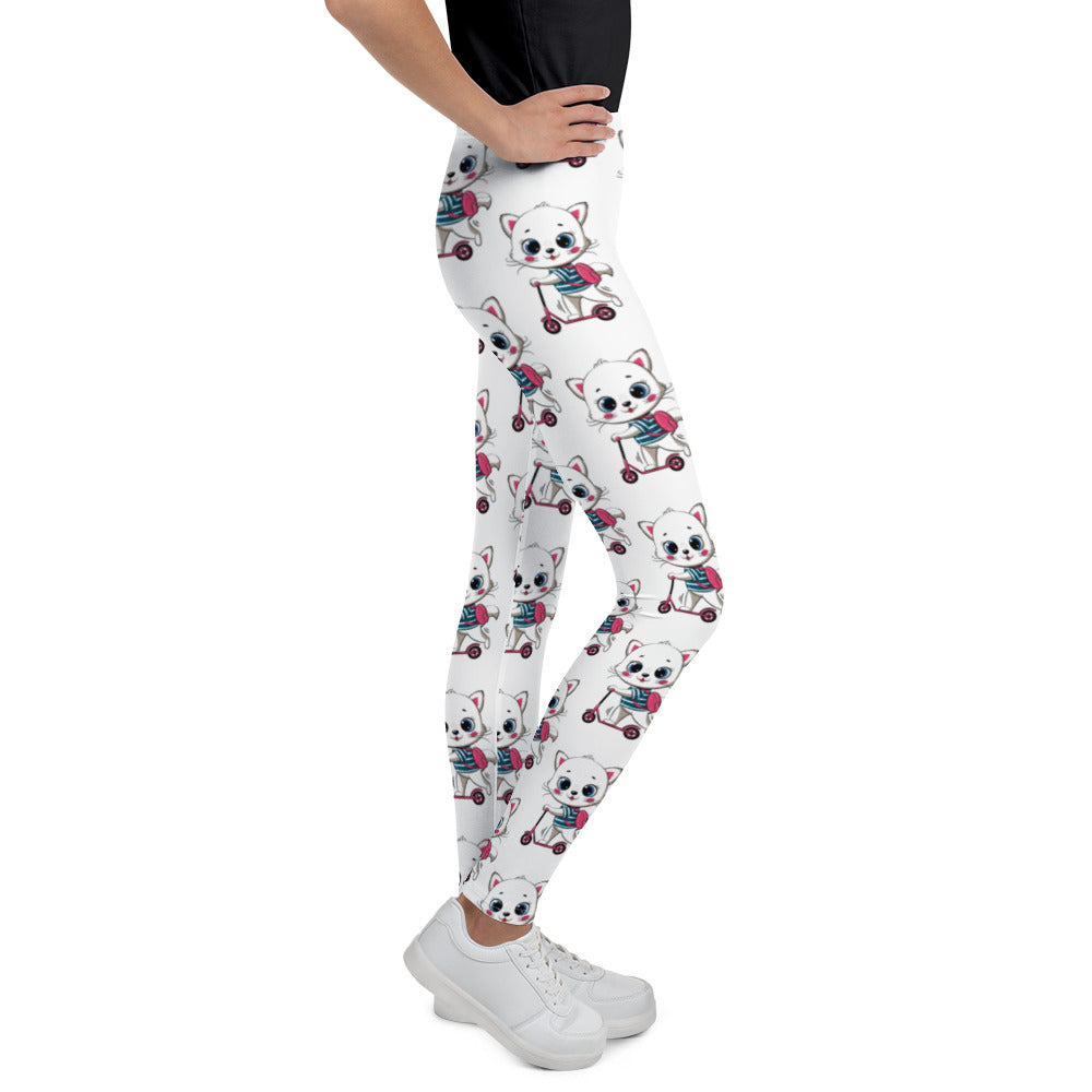 Cute Cat with Scooter Leggings, No. 0285