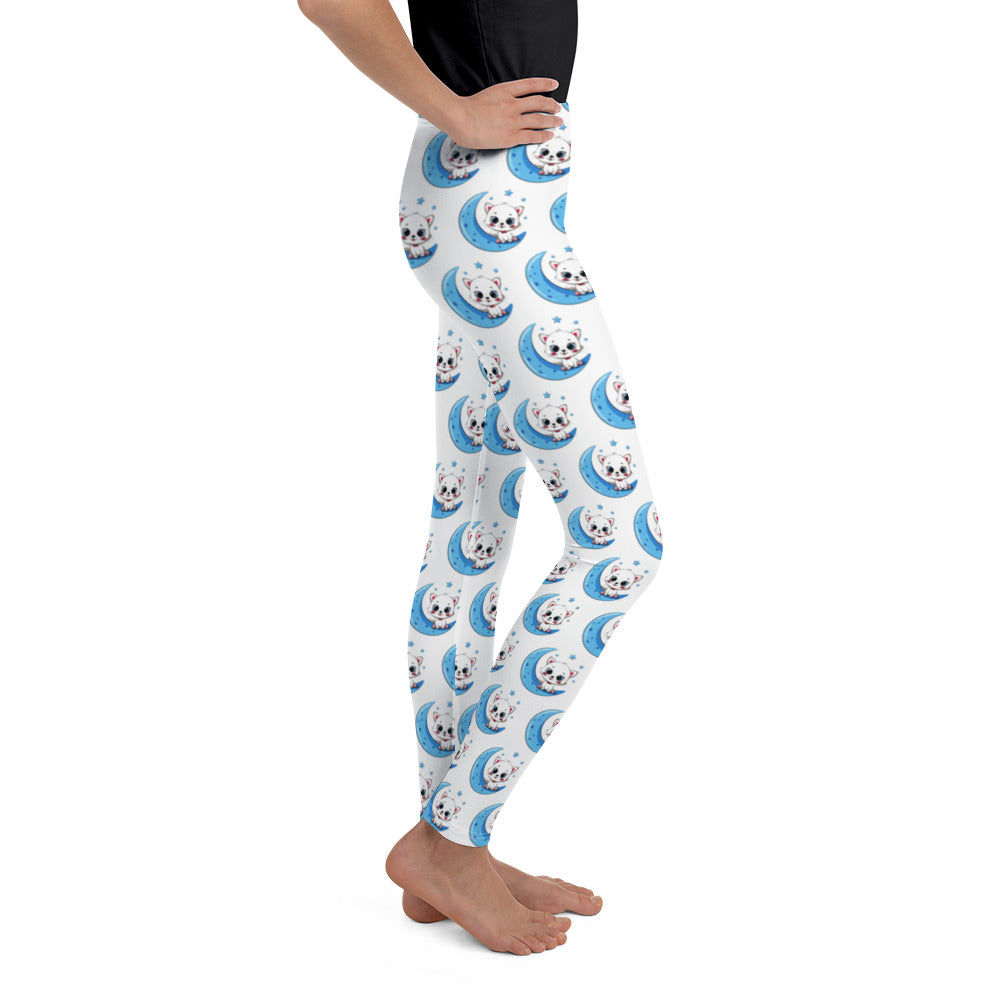 Cute Baby Cat Sitting on the Moon Leggings, No. 0270