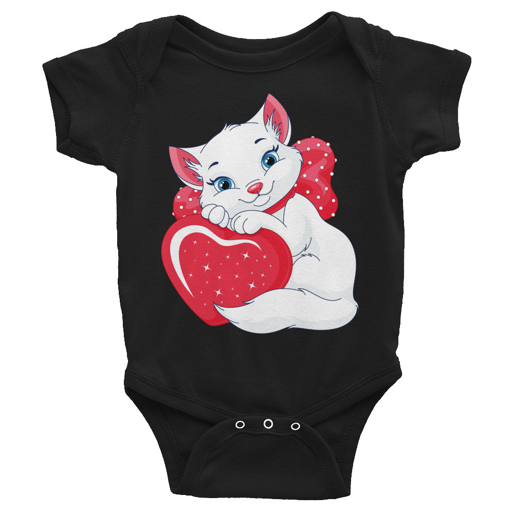 Lovely Cat with Heart Bodysuit, No. 0538